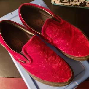Vans Red Velvet Slip Ons